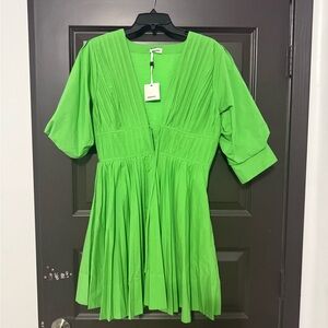 Green Pleated Dress
